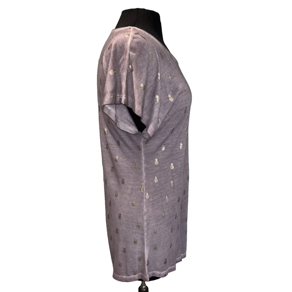 Dantelle Side Tie Tunic Women's M Purple Gold‎ Pineapple Summer Vacation